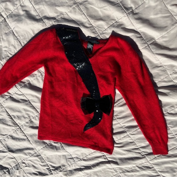 Vintage I B Diffusion Bright Red Christmas Sweater, Silk/Angora blend, Size S - Picture 6 of 15